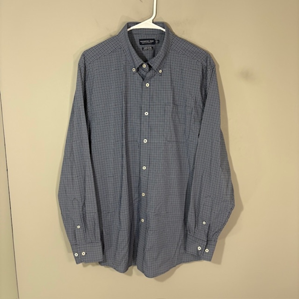 Southern Tide Shirt Mens Large Blue Check Long Sleeve Button Up Charleston